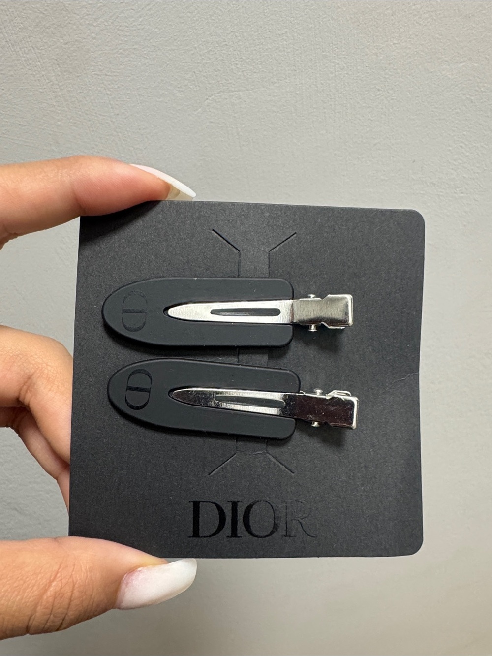 Dior Black Matte Logo Hair Clips — Set of 2